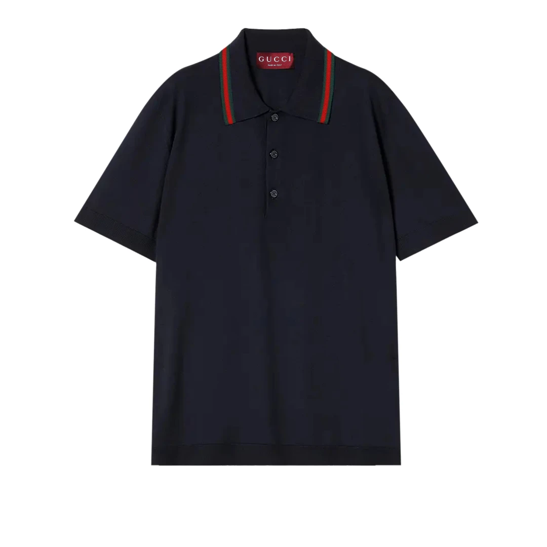 GUCCI Web Logo Polo Shirt Fine Knit