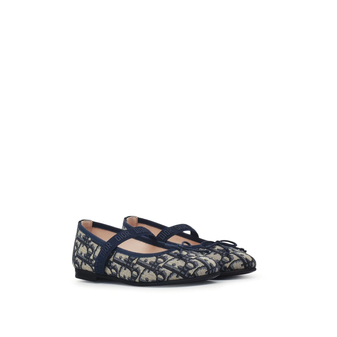 CHRISTIAN DIOR Oblique Ballet Flat Cotton Jacquard