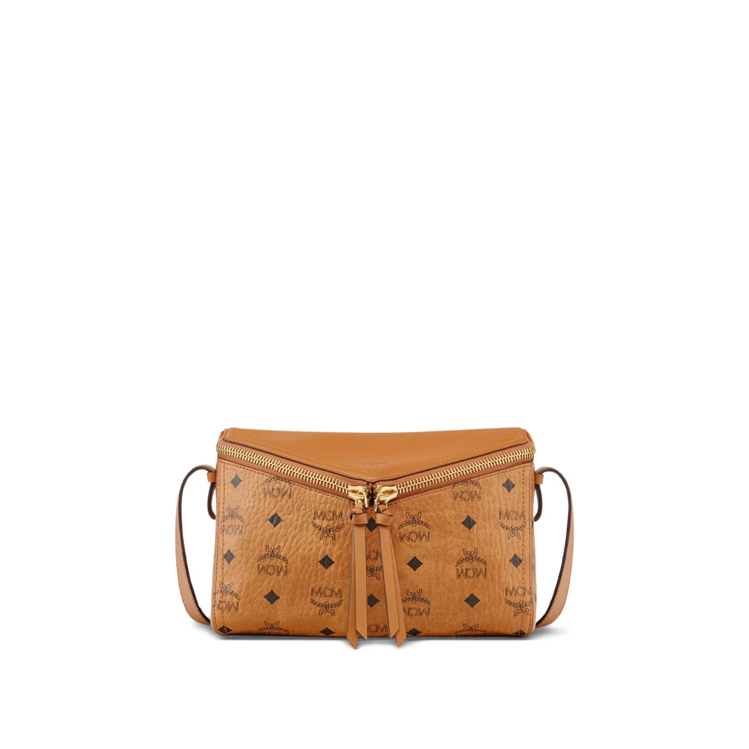 MCM Small Diamant 3D Shoulder Bag Visetos With Leather