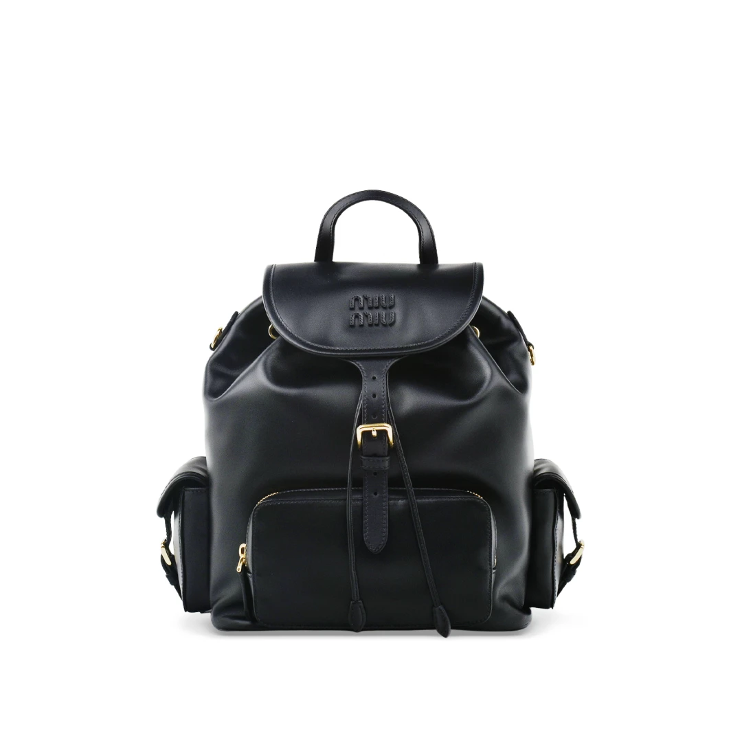 MIU MIU Logo Leather Patch Backpack