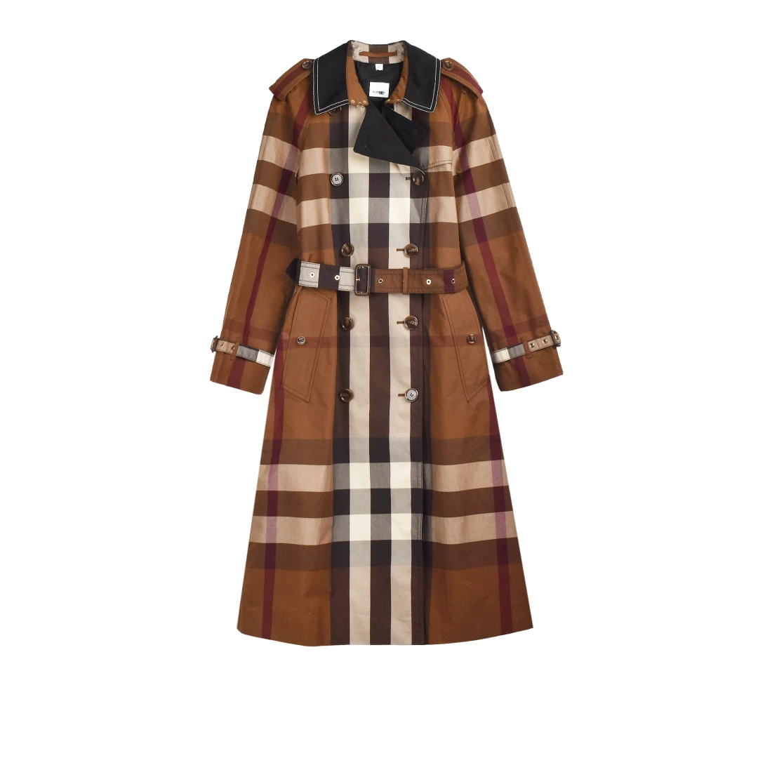 BURBERRY Gingham Glen Pattern Trench Coat