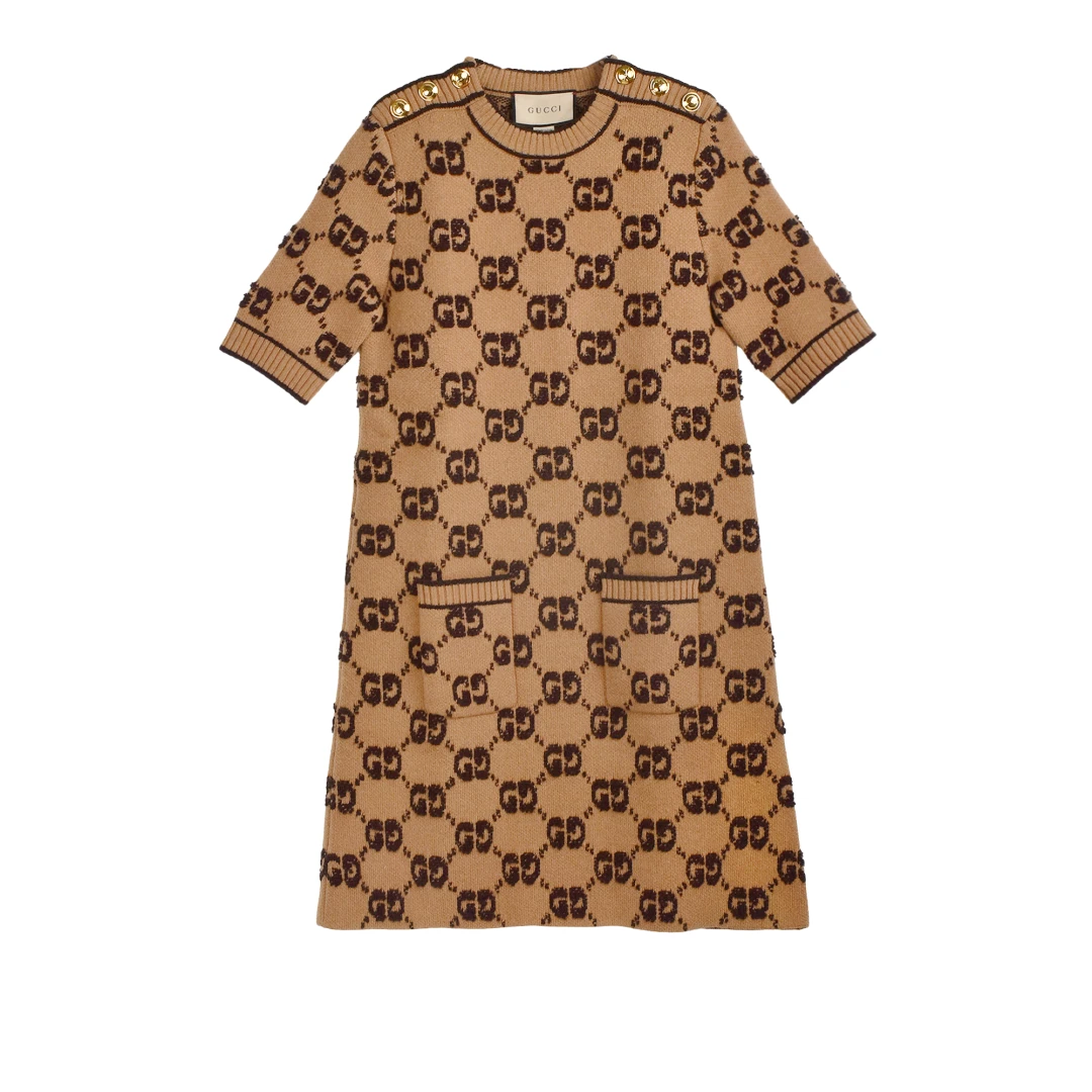 GUCCI GG Wool Boucle Jacquard Dress