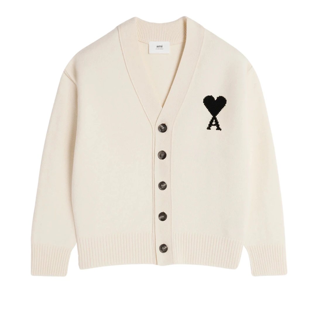 AMI PARIS Big Black Ami De Coeur Cardigan
