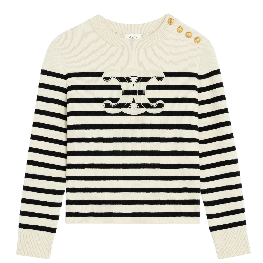 CELINE Triomphe Crewneck Sweater In Wool Cashmere