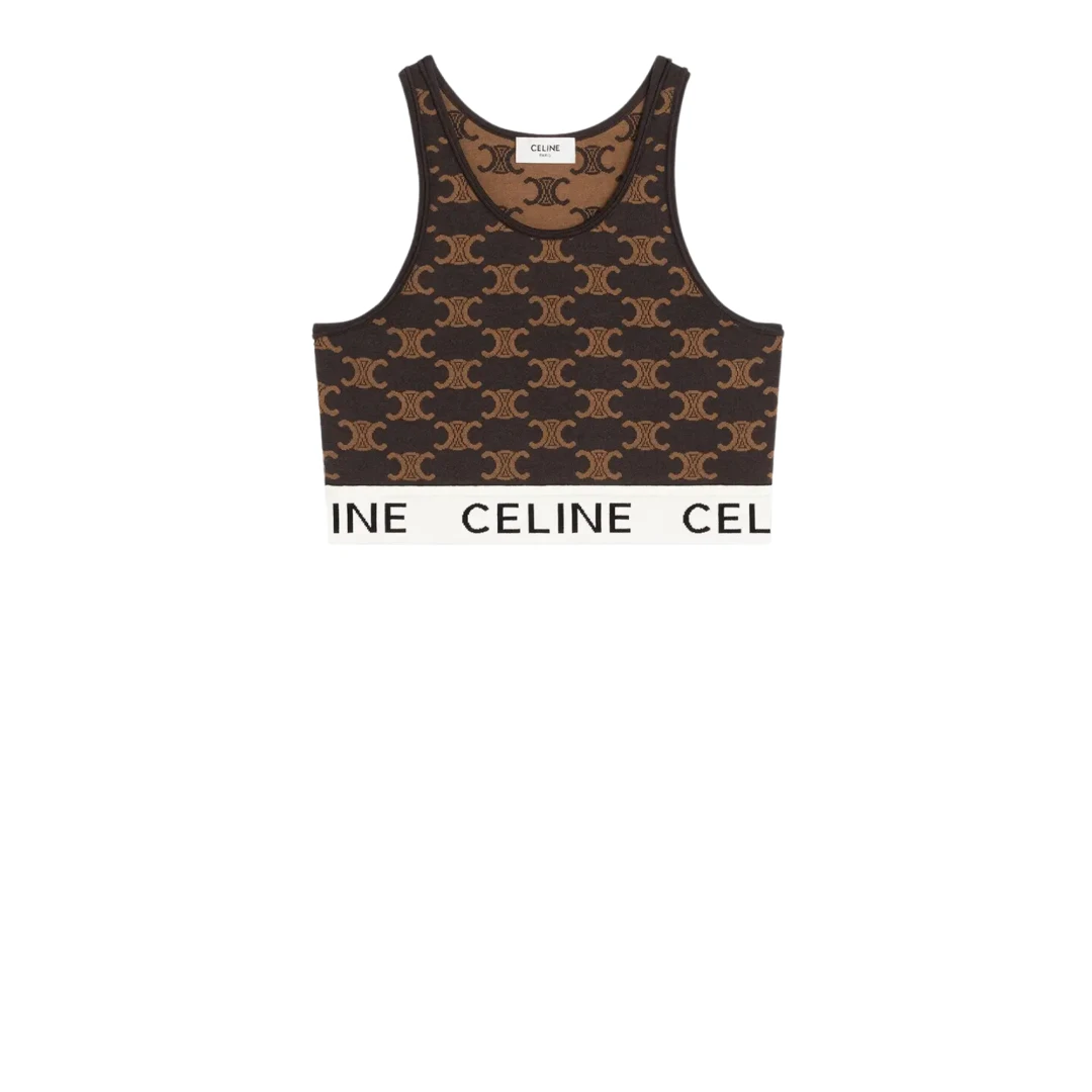 CELINE Monogram Logo Sport Silk Bra