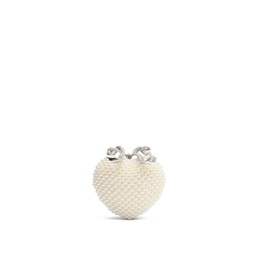 SELF-PORTRAIT Pearl Heart Clutch Bag