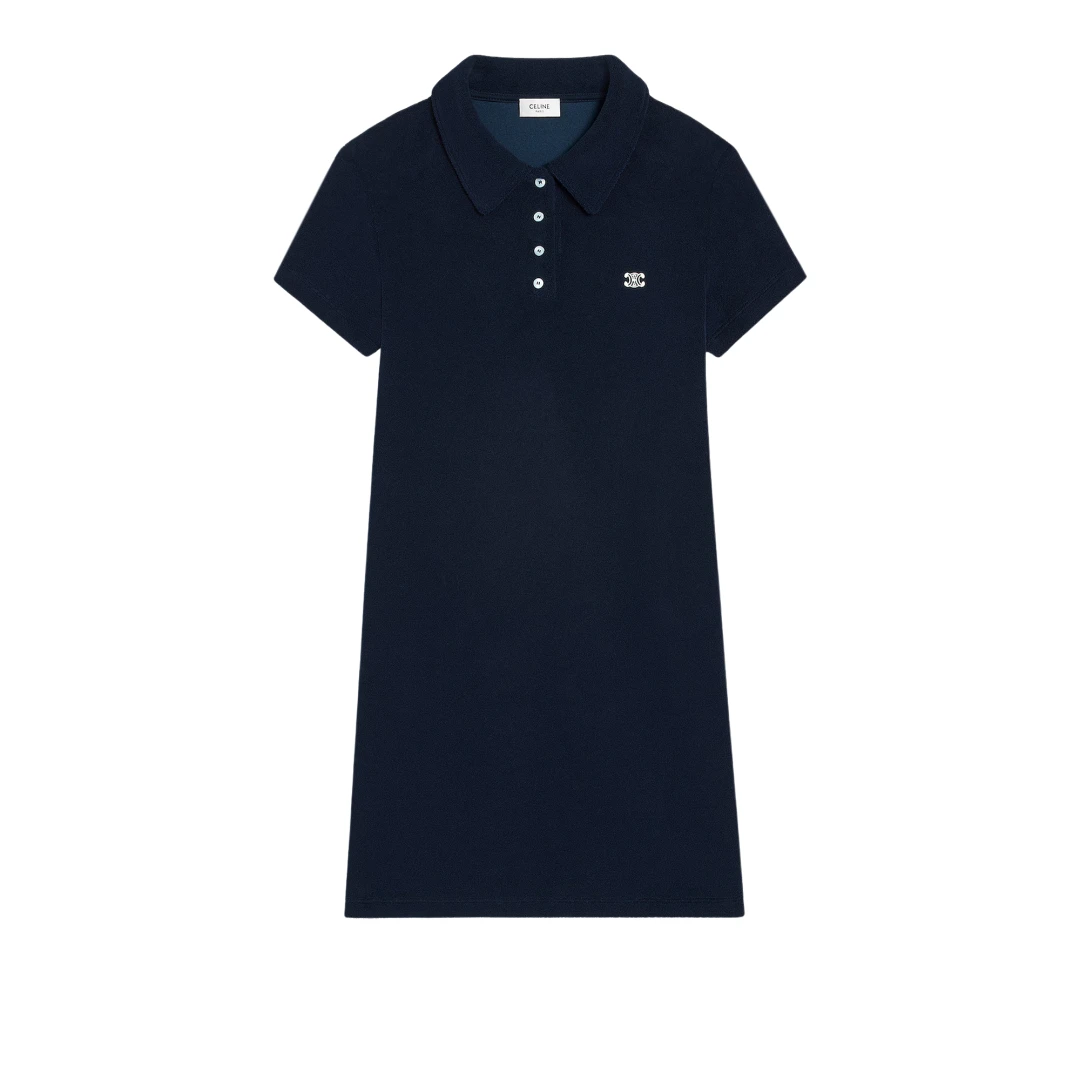 CELINE Triomphe Embroidered Mini Polo Dress