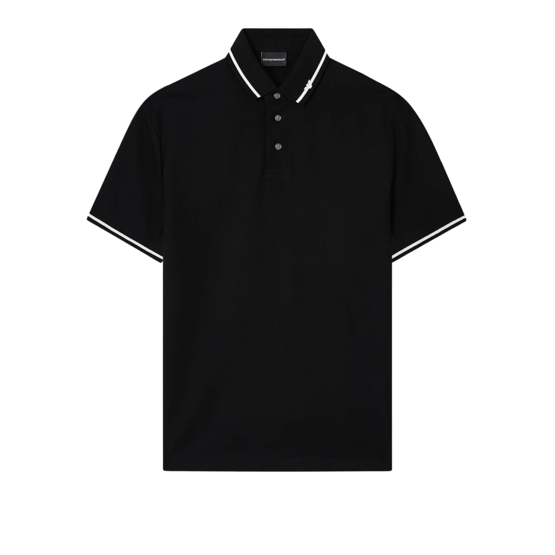 EMPORIO ARMANI Micro Eagle Embroidered And Trim Polo Shirt