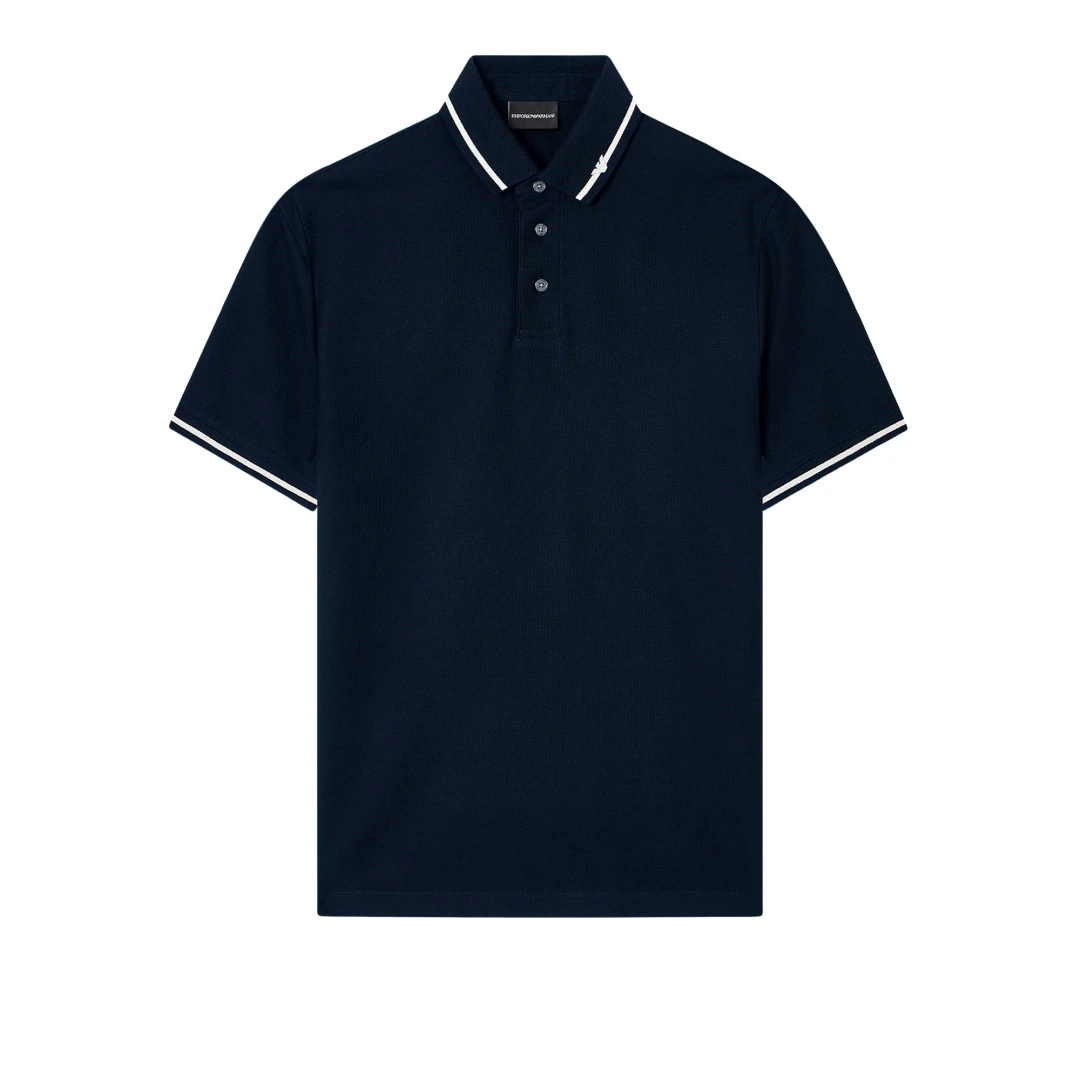 EMPORIO ARMANI Micro Eagle Embroidered And Trim Polo Shirt