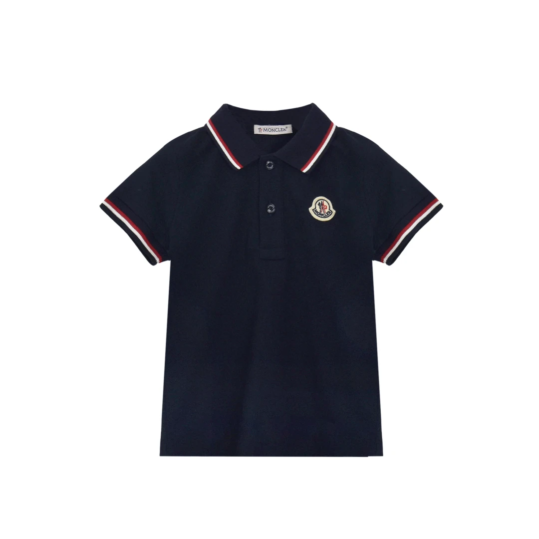 MONCLER Logo Patch Polo Shirt With Stripes