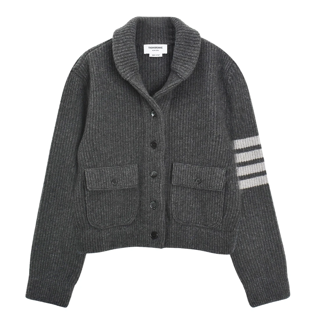 THOM BROWNE 4-bar Bomber Jacket Boiled Merino Wool
