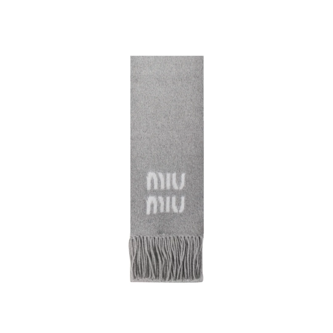 MIU MIU Logo Print Scarf Wool And Mohair