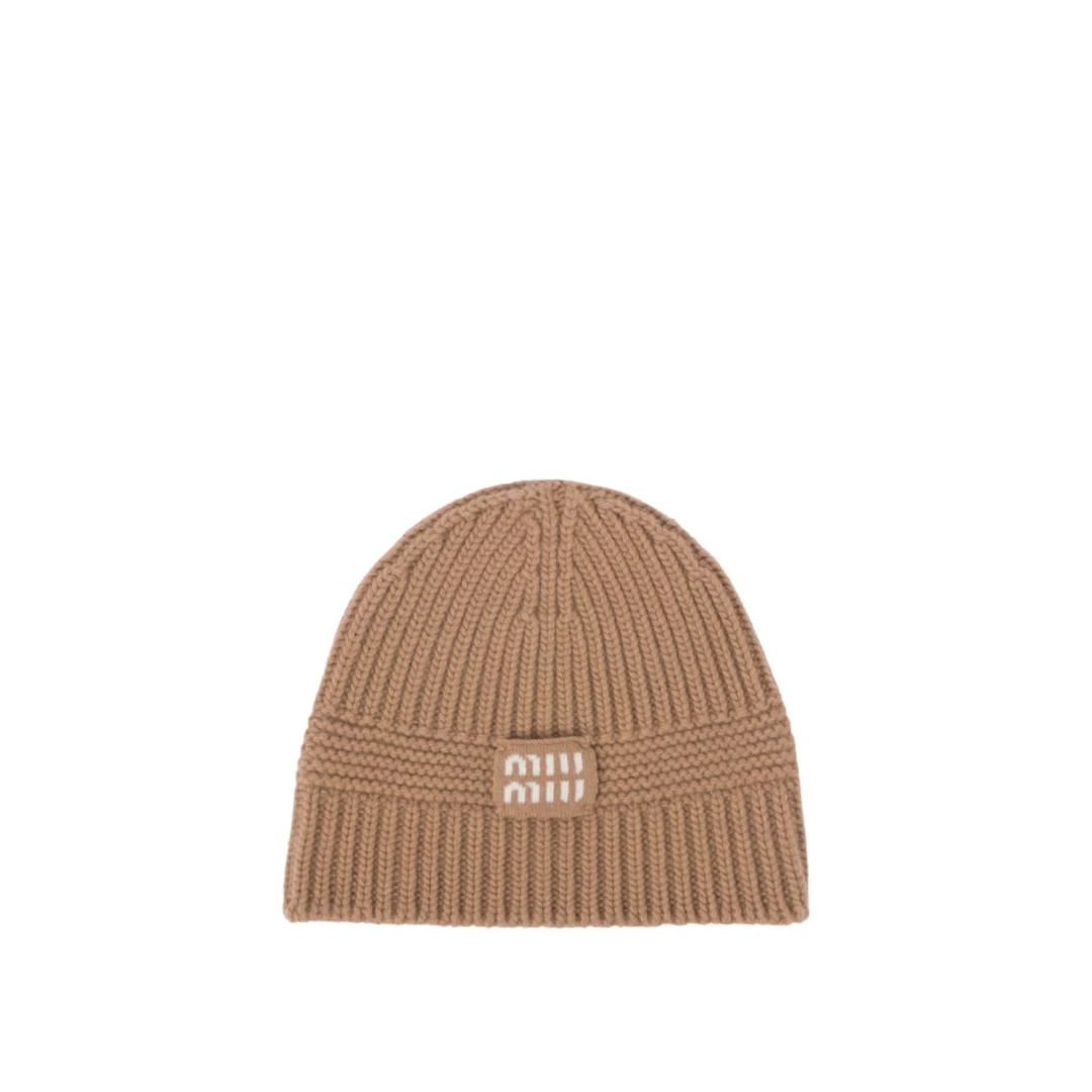 MIU MIU Logo Label Knit Beanie