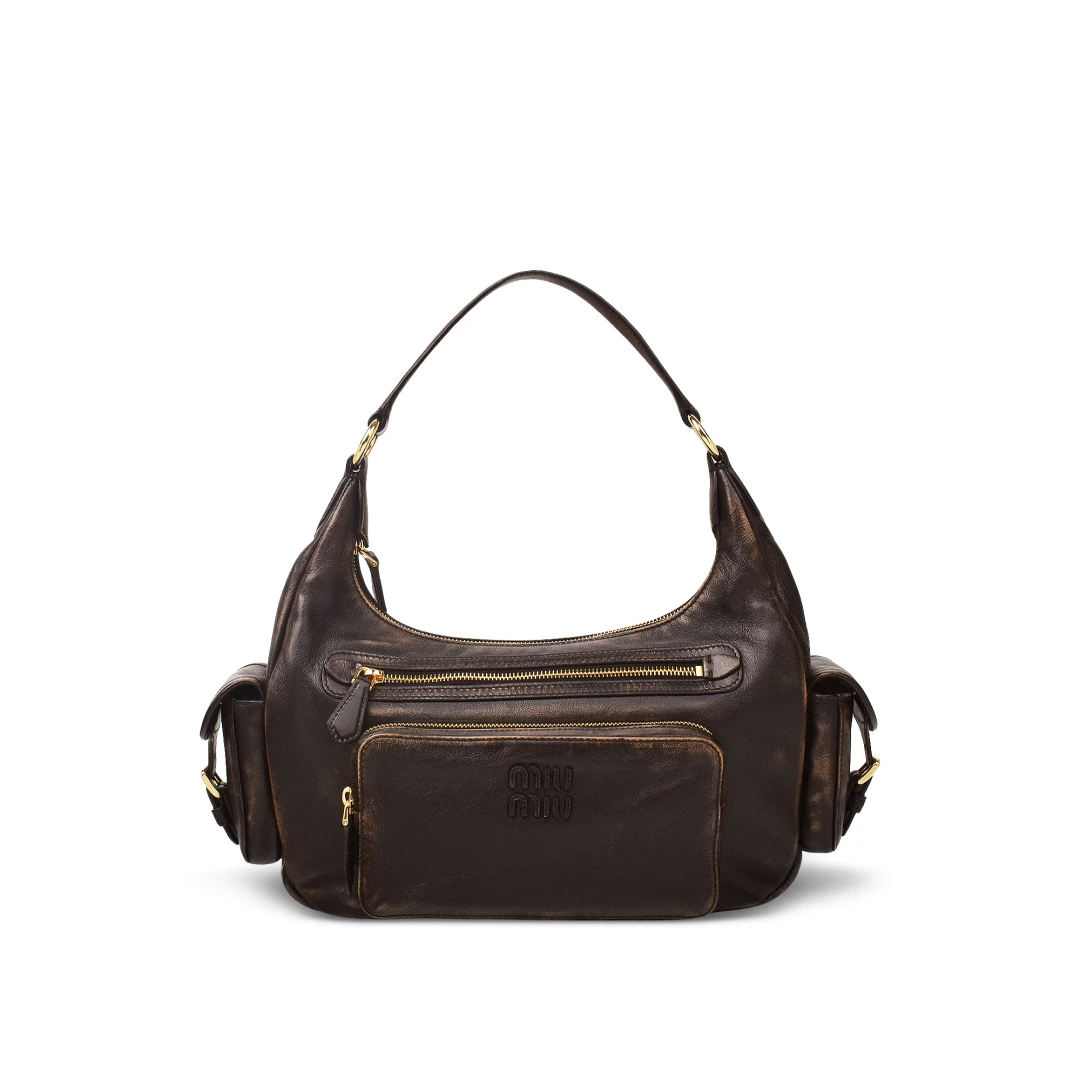 MIU MIU Pocket Bag Vintage Effect Nappa Leather