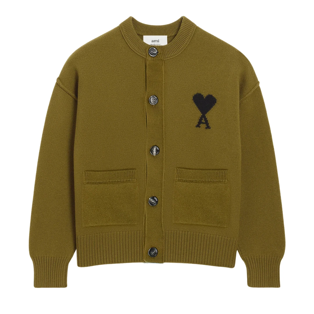 AMI PARIS Big Black Ami De Coeur Round Cardigan