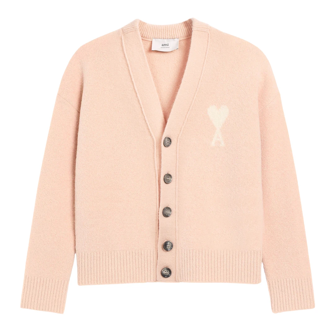 AMI PARIS Big Off White Ami De Coeur Cardigan Alpaca Knit