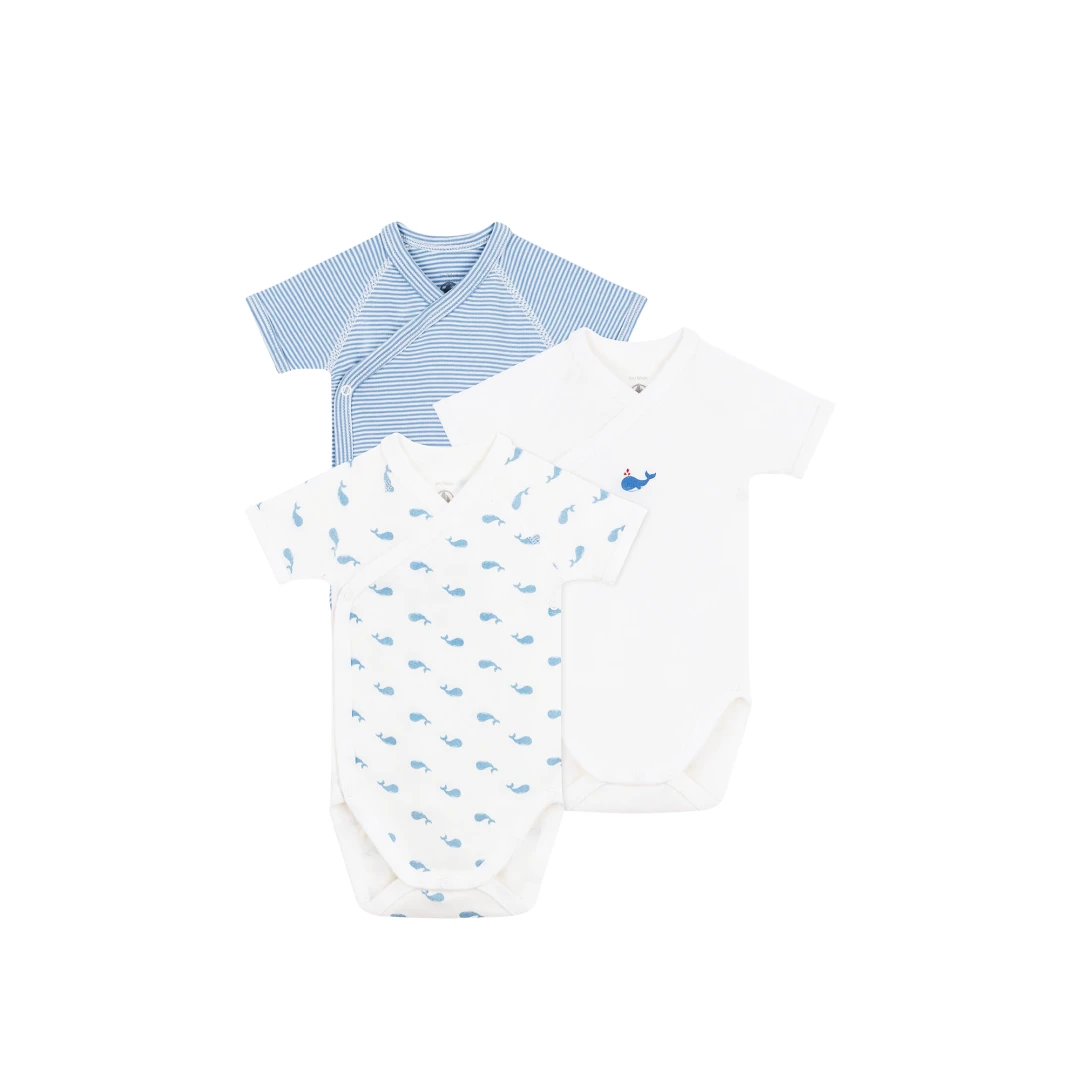 PETIT BATEAU Pack Of 3 Short Sleeved Wrapover Bodies