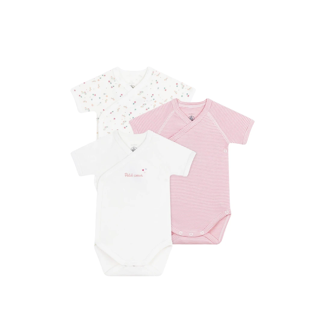 PETIT BATEAU Pack Of 3 Short Sleeved Wrapover Bodies