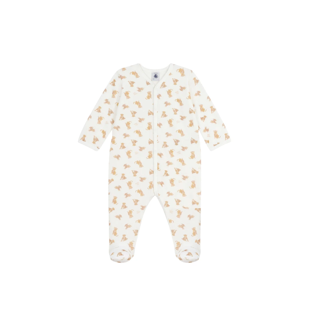 PETIT BATEAU Leopard Printed Velour Pyjama Suit