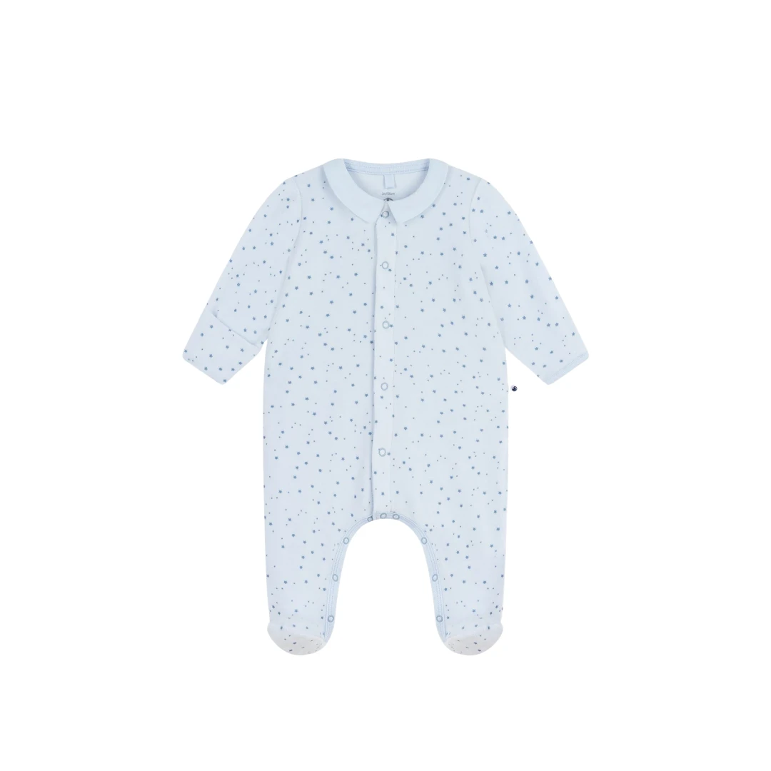 PETIT BATEAU Printed Velour Pyjama Suit With A Collar