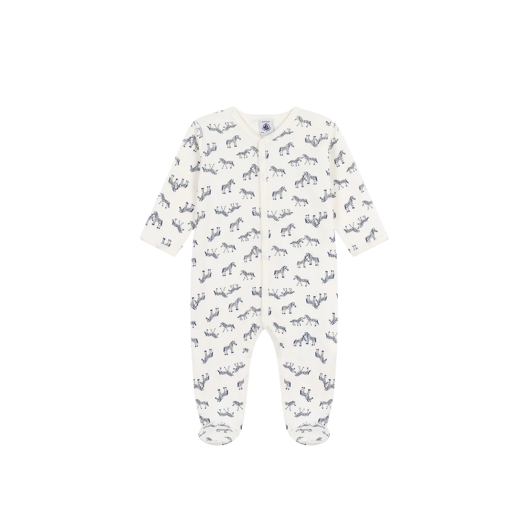 PETIT BATEAU Zebra Printed Velour Pyjama Suit