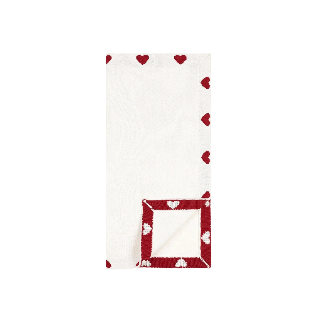 PETIT BATEAU Heart Printed Cotton Blanket