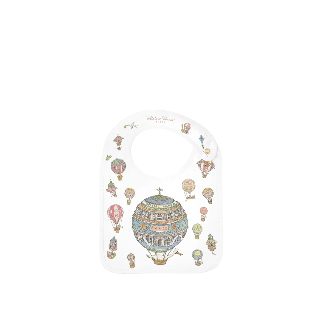 ATELIER CHOUX Hot Air Balloons Satin Bib