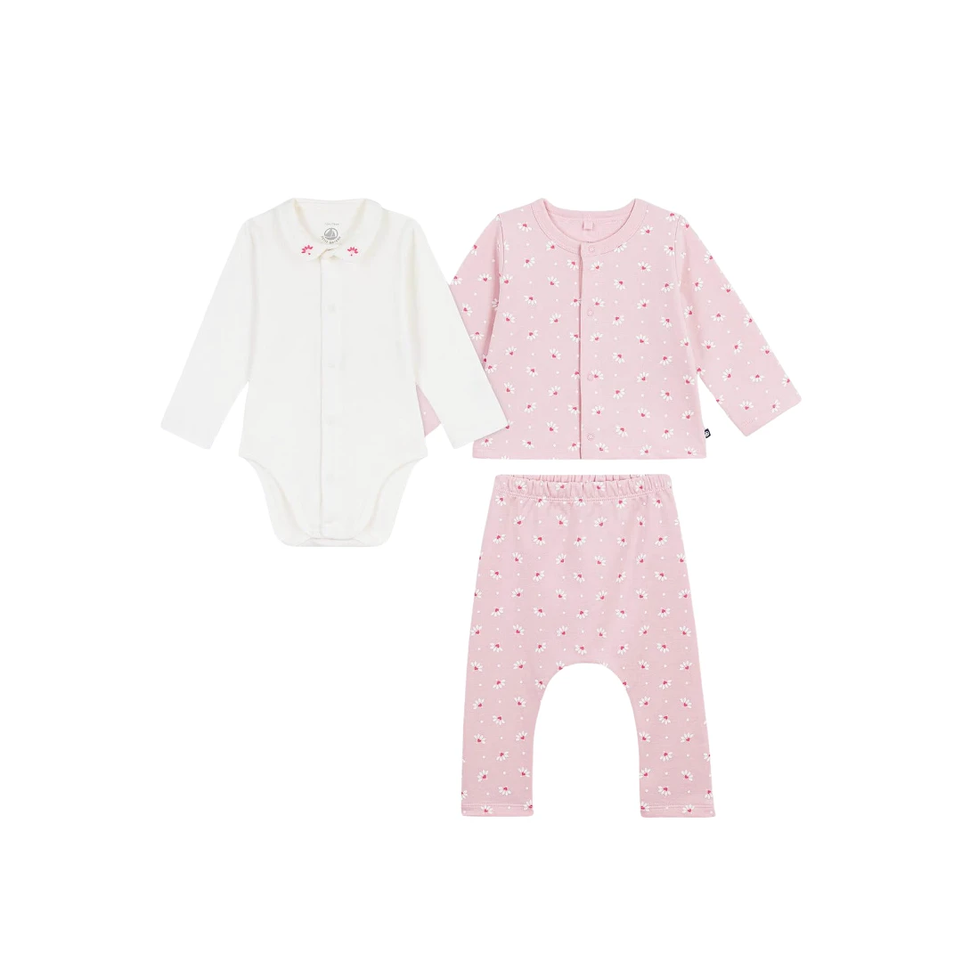 PETIT BATEAU Three Piece Heart Printed Set