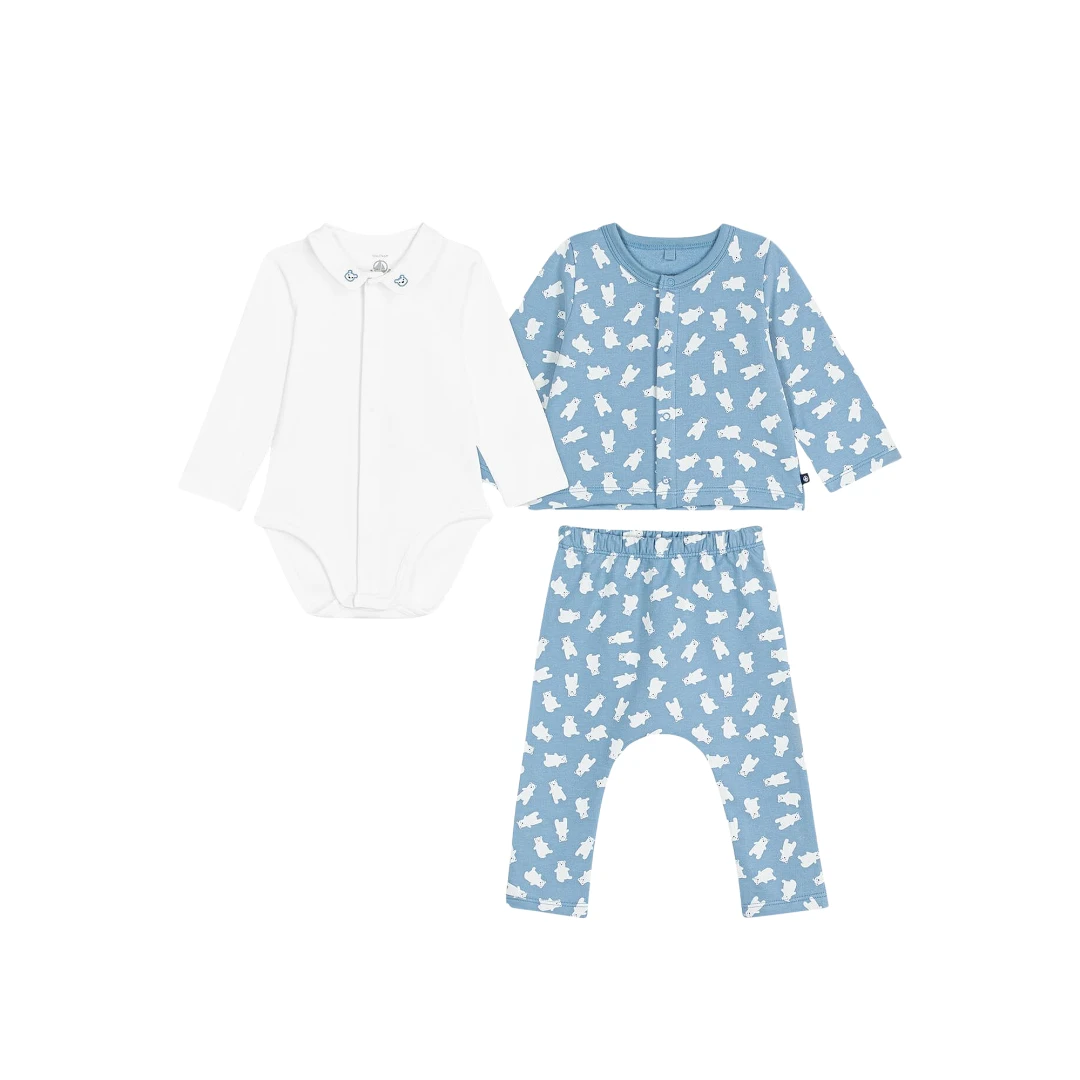 PETIT BATEAU Three Piece Bear Printed Set
